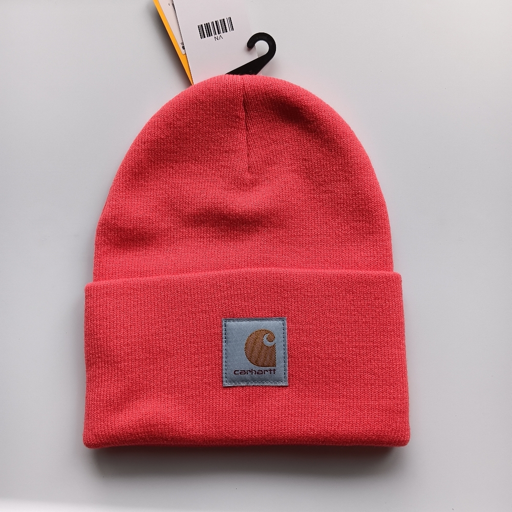 Carhartt Watch Beanie Bundle Rib Knit Orange Red Aqua Blue Women's Model A18 - Picture 4 of 6